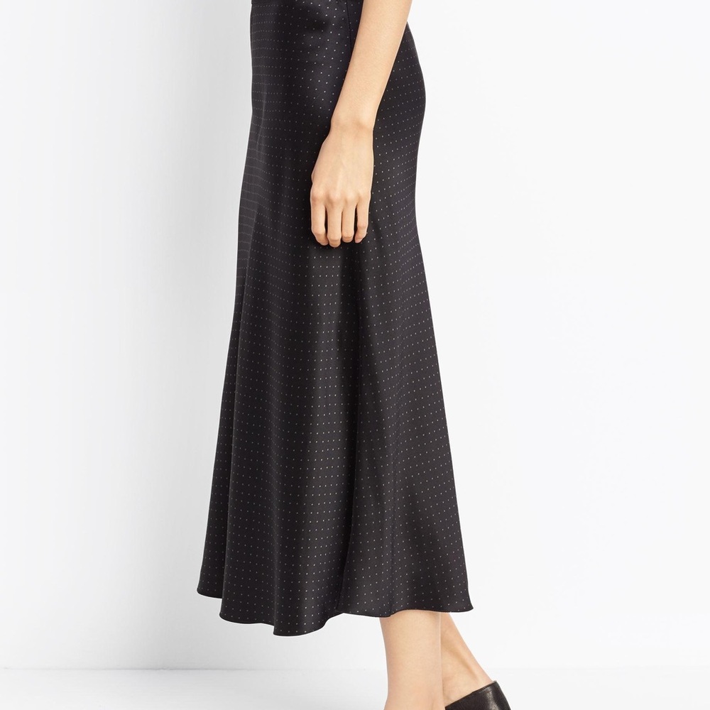 Vince Polka Dot Satin Slip Skirt